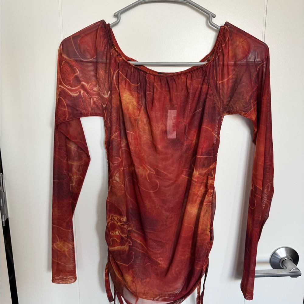 PrettyLittleThing Fiery Red and Orange Blouse